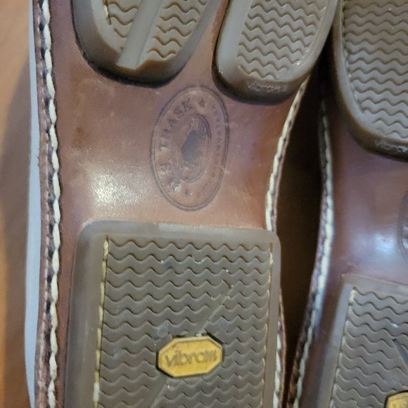 Vintage H.S. Trask Classic Brown Pebbled Heavy Leather Lined Driving Mocs Sz 10 - Picture 10 of 13